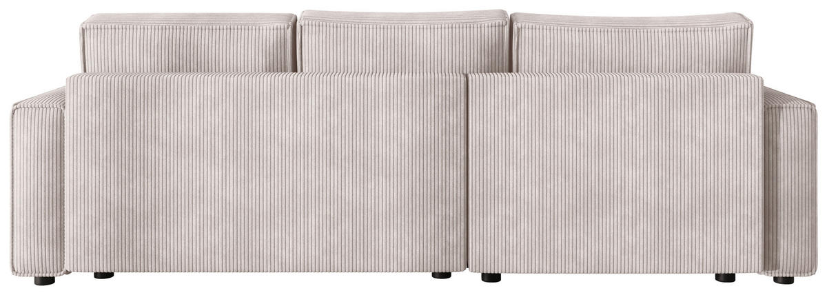 ECKSOFA Naturfarben Cord Zierkissen, Rückenkissen, Bettkasten, Schlaffunktion, Rücken echt, Liegefläche im Originalstoff  - Schwarz/Naturfarben, MODERN, Kunststoff/Textil (190/280cm) - Carryhome
