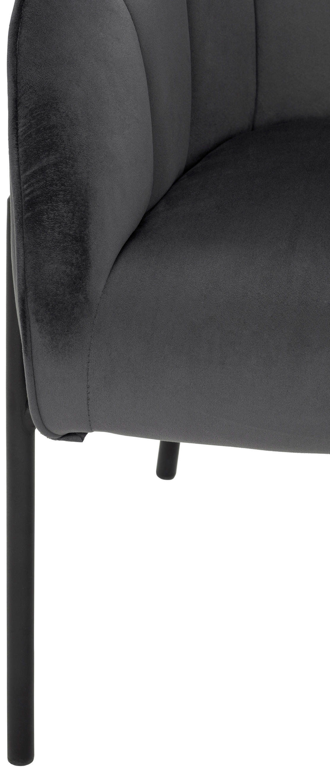 SESSEL in Samt Grau  - Schwarz/Grau, Design, Textil/Metall (71/84/69cm) - Livetastic