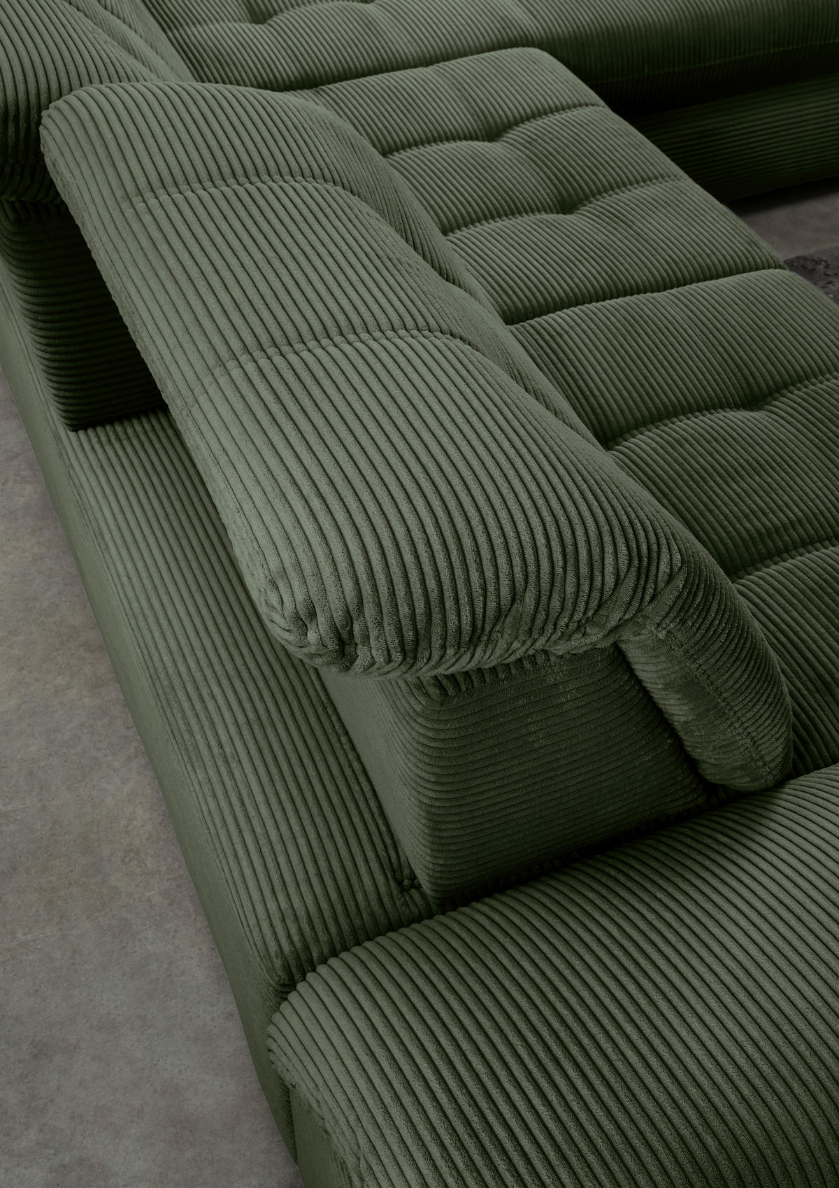 ECKSCHLAFSOFA in Cord Dunkelgrün  - Dunkelgrün/Schwarz, Modern, Textil/Metall (273/189cm) - Livetastic