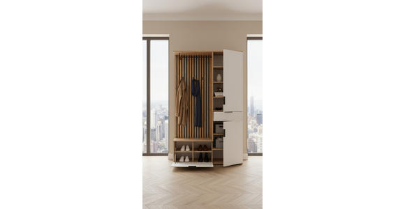 GARDEROBE  in 122/195/35 cm  - Weiß/Eiche Artisan, Design, Glas/Holzwerkstoff (122/195/35cm) - Xora