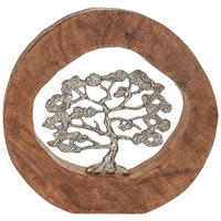 DEKOR FA - natúr színű/ezüstszínű, Natur, fa/fém (34,5/36/6cm) - Ambia Home