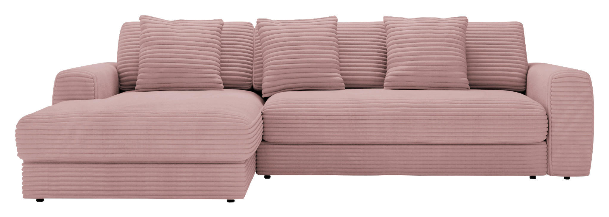 ECKSOFA in Cord Altrosa  - Schwarz/Altrosa, Modern, Kunststoff/Textil (182/302cm) - Carryhome