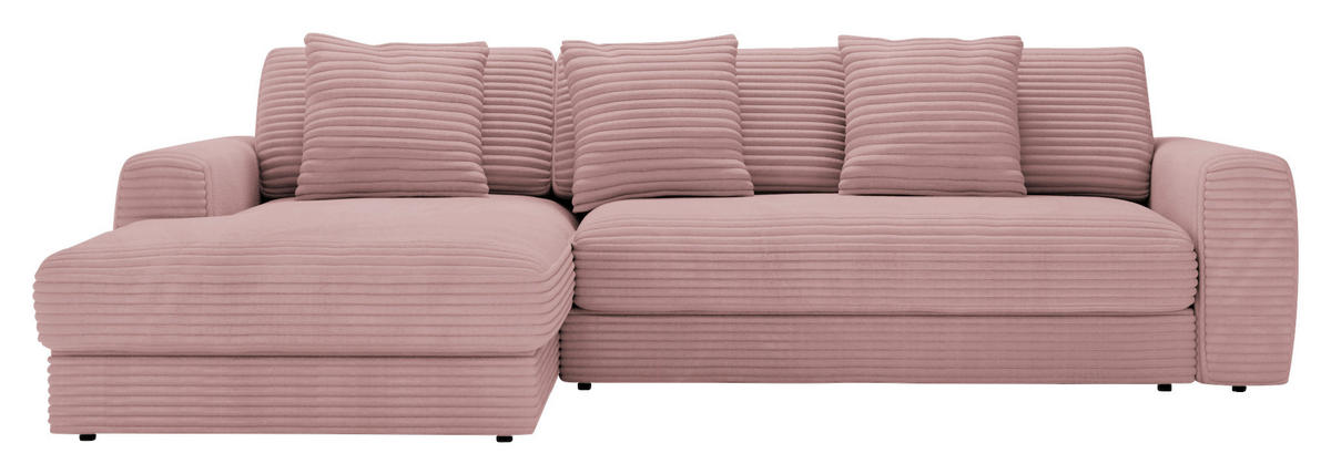 ECKSOFA in Cord Altrosa  - Schwarz/Altrosa, Modern, Kunststoff/Textil (182/302cm) - Carryhome