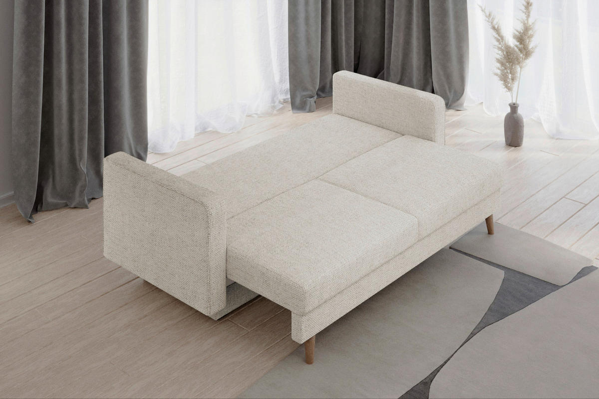 SCHLAFSOFA COCO in Creme  - Erlefarben/Creme, Design, Holzwerkstoff/Kunststoff (232/90/97cm) - MID.YOU