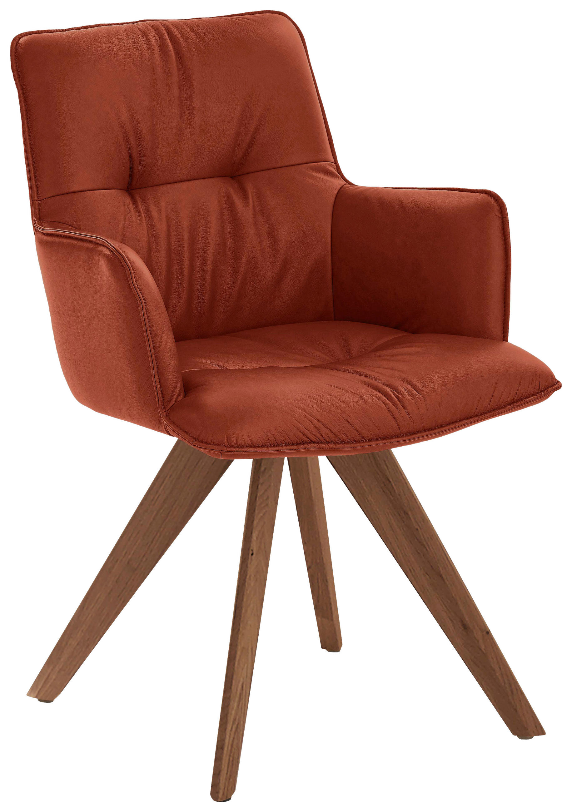 ARMLEHNSTUHL  in Echtleder pigmentiert  - Cognac/Nussbaumfarben, Design, Leder/Holz (59/89/63cm) - Dieter Knoll
