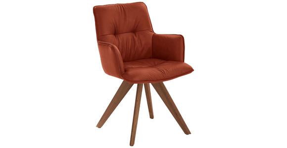 ARMLEHNSTUHL  in Echtleder pigmentiert  - Cognac/Nussbaumfarben, Design, Leder/Holz (59/89/63cm) - Dieter Knoll