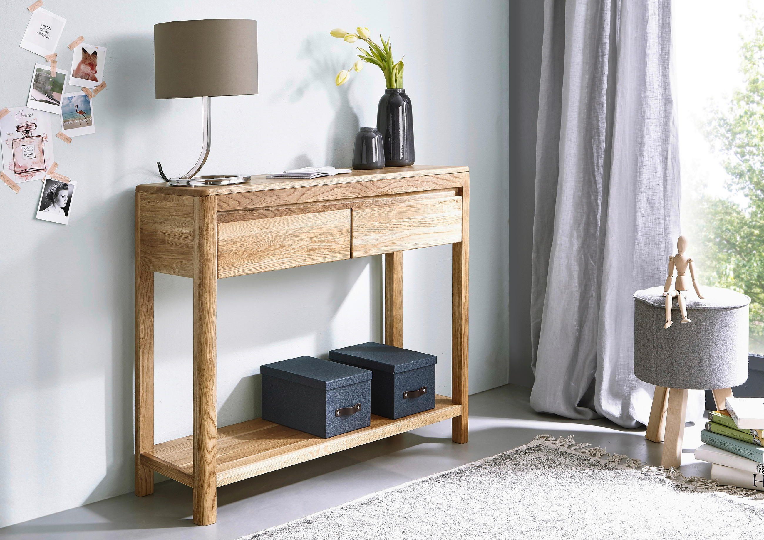 KONSOLENTISCH in Holz 90/33/78 cm    - Eichefarben, Basics, Holz (90/33/78cm)