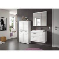 BADEZIMMER 4-teilig  in 169 cm  - Weiß Hochglanz/Silberfarben, Trend, Glas/Holzwerkstoff (169cm) - MID.YOU