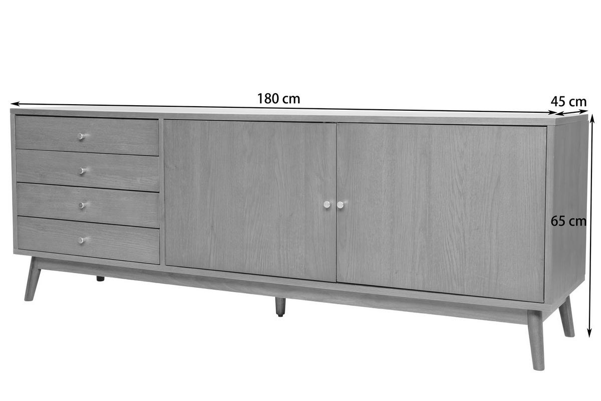 LOWBOARD  180/65/45 cm 4 Schublade(n)  - Messingfarben/Walnussfarben, Design, Holz/Holzwerkstoff (180/65/45cm) - Livetastic