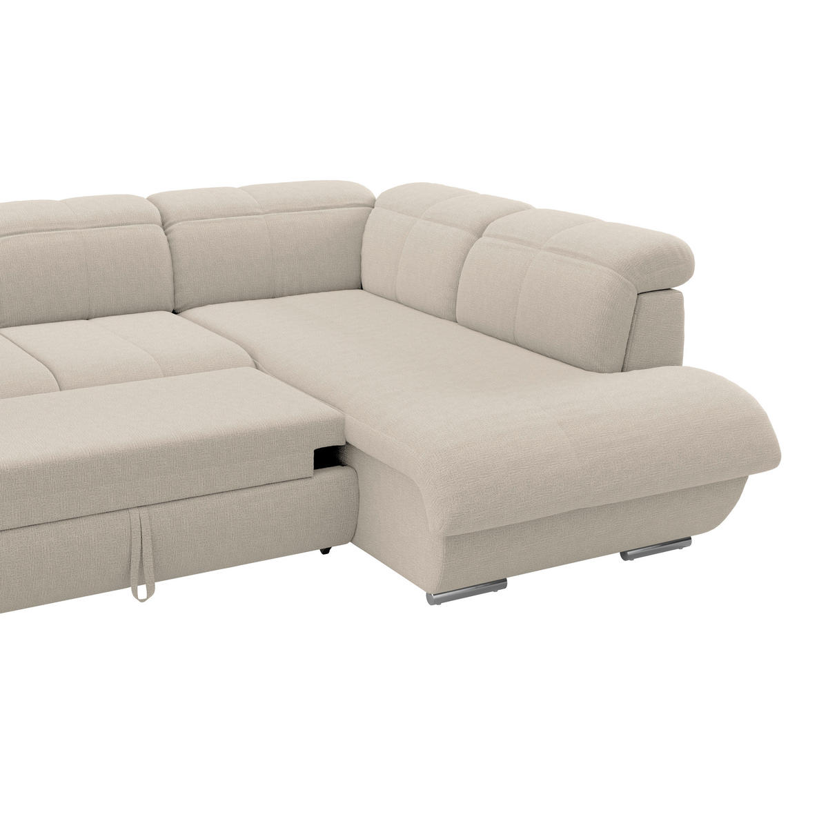 WOHNLANDSCHAFT MULTI Naturfarben Chenille  - Chromfarben/Naturfarben, MODERN, Textil/Metall (184/345/228cm) - Livetastic