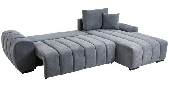 ECKSOFA Dunkelgrau Flachgewebe  - Dunkelgrau/Schwarz, KONVENTIONELL, Holz/Textil (275/180cm) - Carryhome