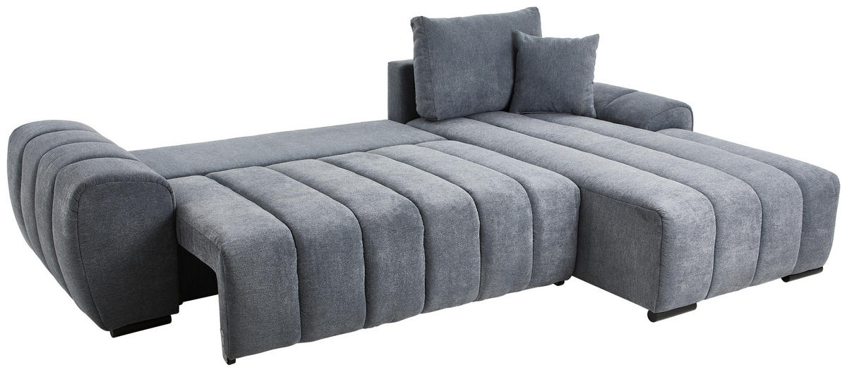 ECKSOFA Dunkelgrau Flachgewebe  - Dunkelgrau/Schwarz, KONVENTIONELL, Holz/Textil (275/180cm) - Carryhome