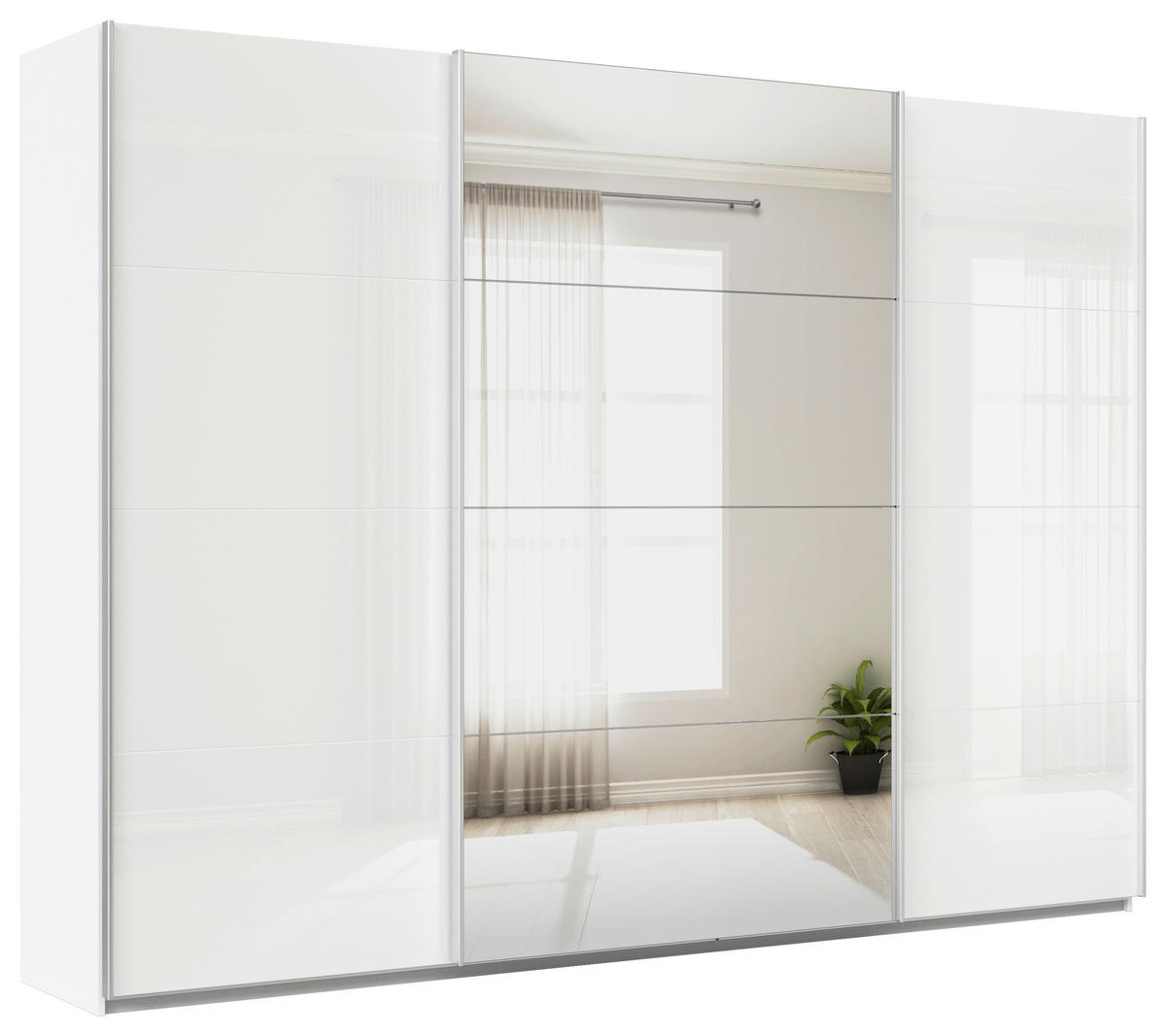 SCHWEBETÜRENSCHRANK in Weiss  - Weiss/Alufarben, Konventionell, Glas/Holzwerkstoff (315/210/62cm) - Xora