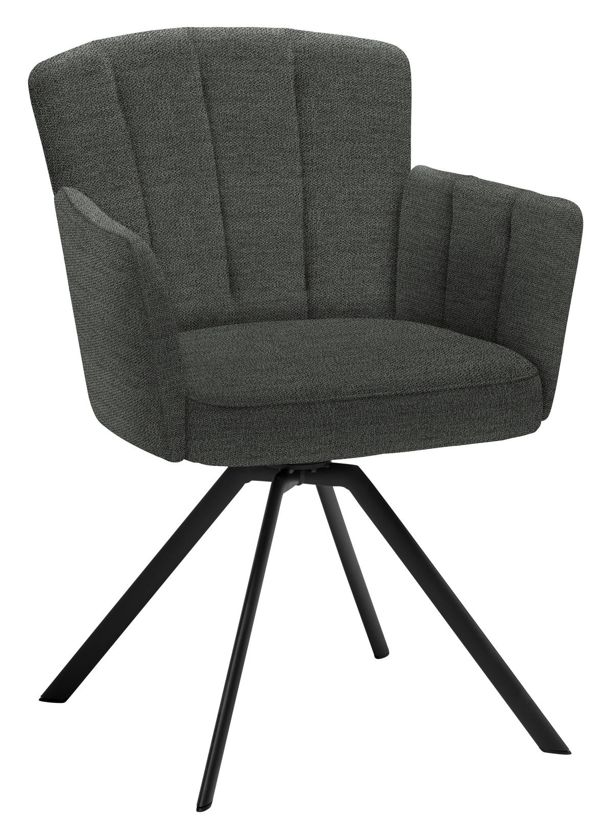 ARMLEHNSTUHL Stahl Webstoff  - Anthrazit/Hellgrau, Design, Textil/Metall (58/83/62cm) - Venjakob