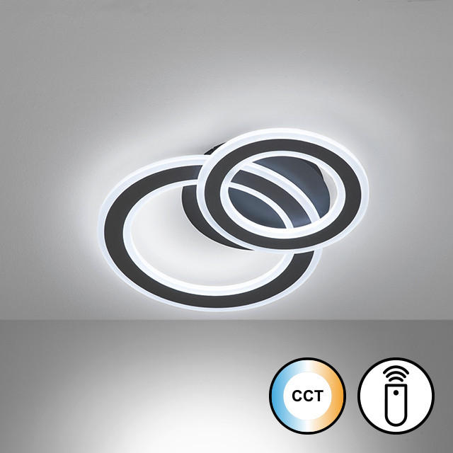 LED-DECKENLEUCHTE Elvas 48/36/6 cm   - Schwarz, Design, Metall (48/36/6cm) - Fischer & Honsel