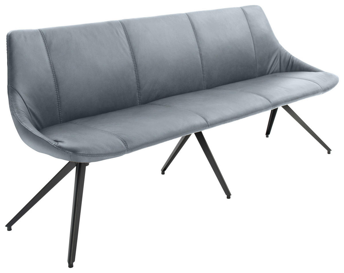 SITZBANK 195/88/62 cm Echtleder Anthrazit, Grau Metall  - Anthrazit/Grau, Design, Leder/Metall (195/88/62cm) - Bert Plantagie