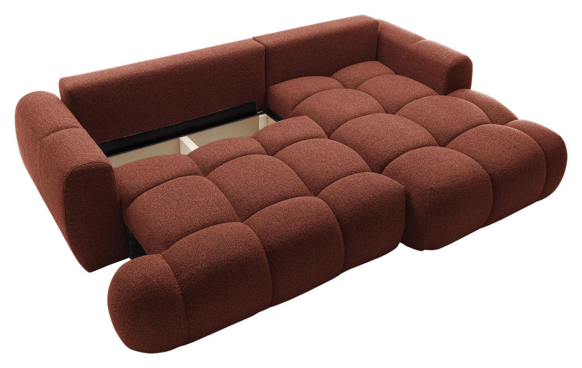 ECKSOFA Dunkelorange Struktur  - Dunkelorange/Schwarz, KONVENTIONELL, Kunststoff/Textil (272/172cm) - Carryhome