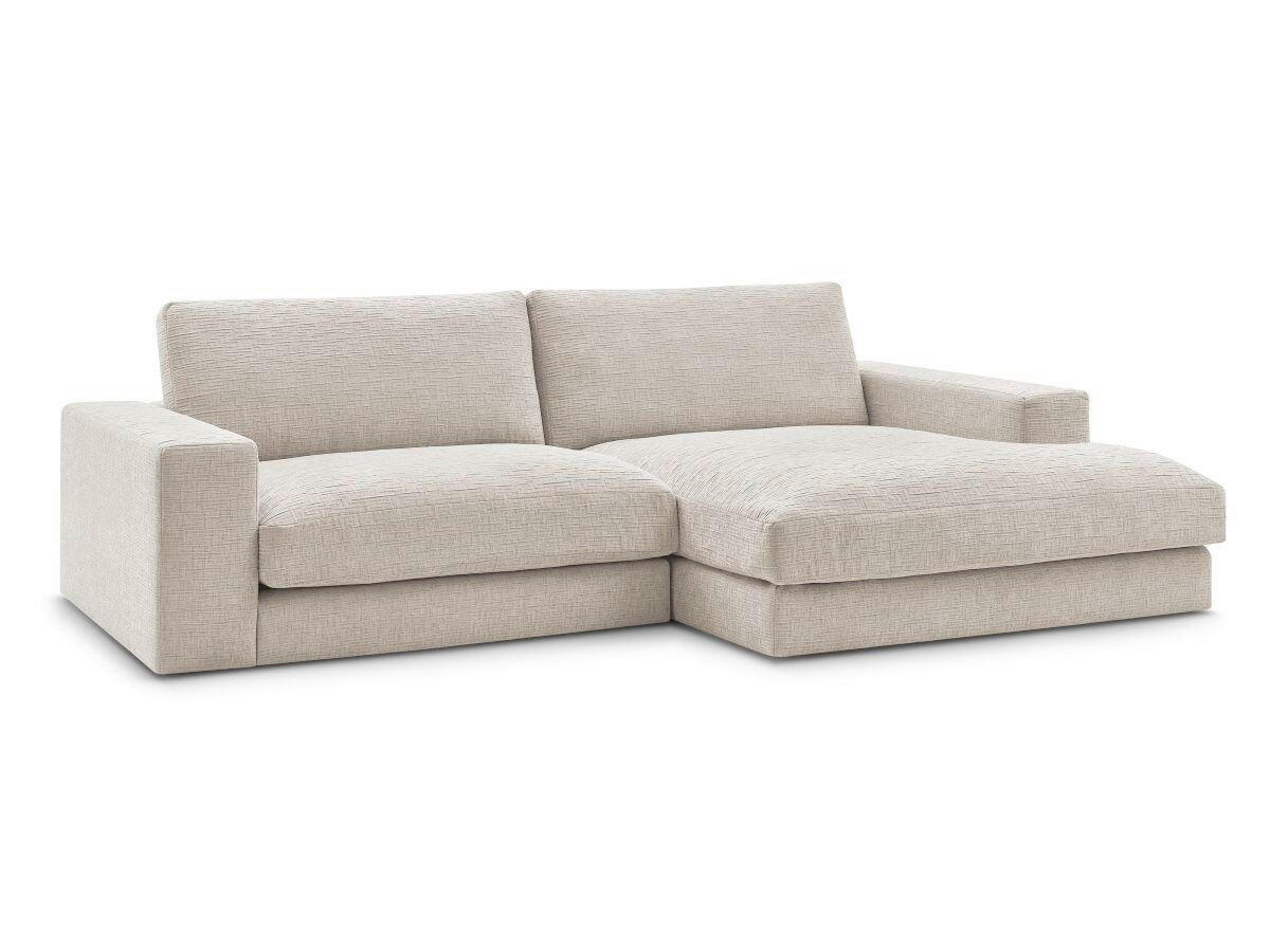 ECKSOFA Ottomane rechts  LEONARD  Beige Struktur  - Beige/Schwarz, MODERN, Kunststoff/Textil (274/159cm)