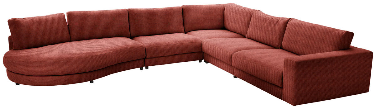 ECKSOFA in Chenille, Cord Rostfarben  425/365 cm  - Rostfarben/Schwarz, Design, Kunststoff/Textil (425/365cm) - Lomoco