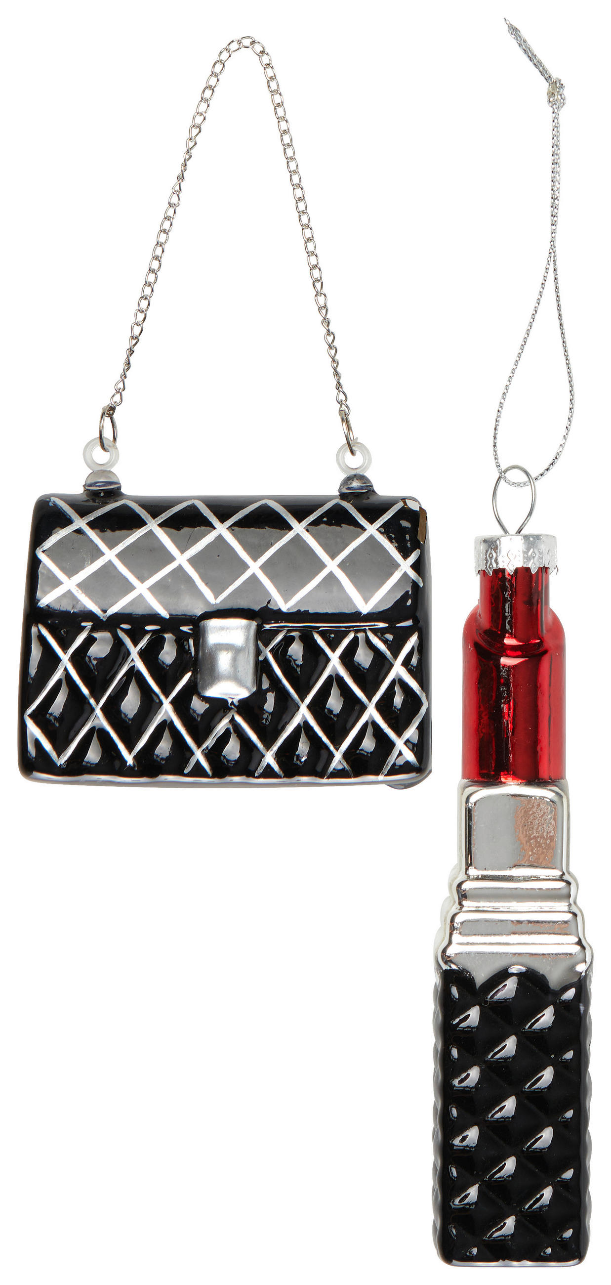 CHRISTBAUMANHÄNGER  - Rot/Silberfarben, LIFESTYLE, Glas/Textil (7,5/7/2,5cm)