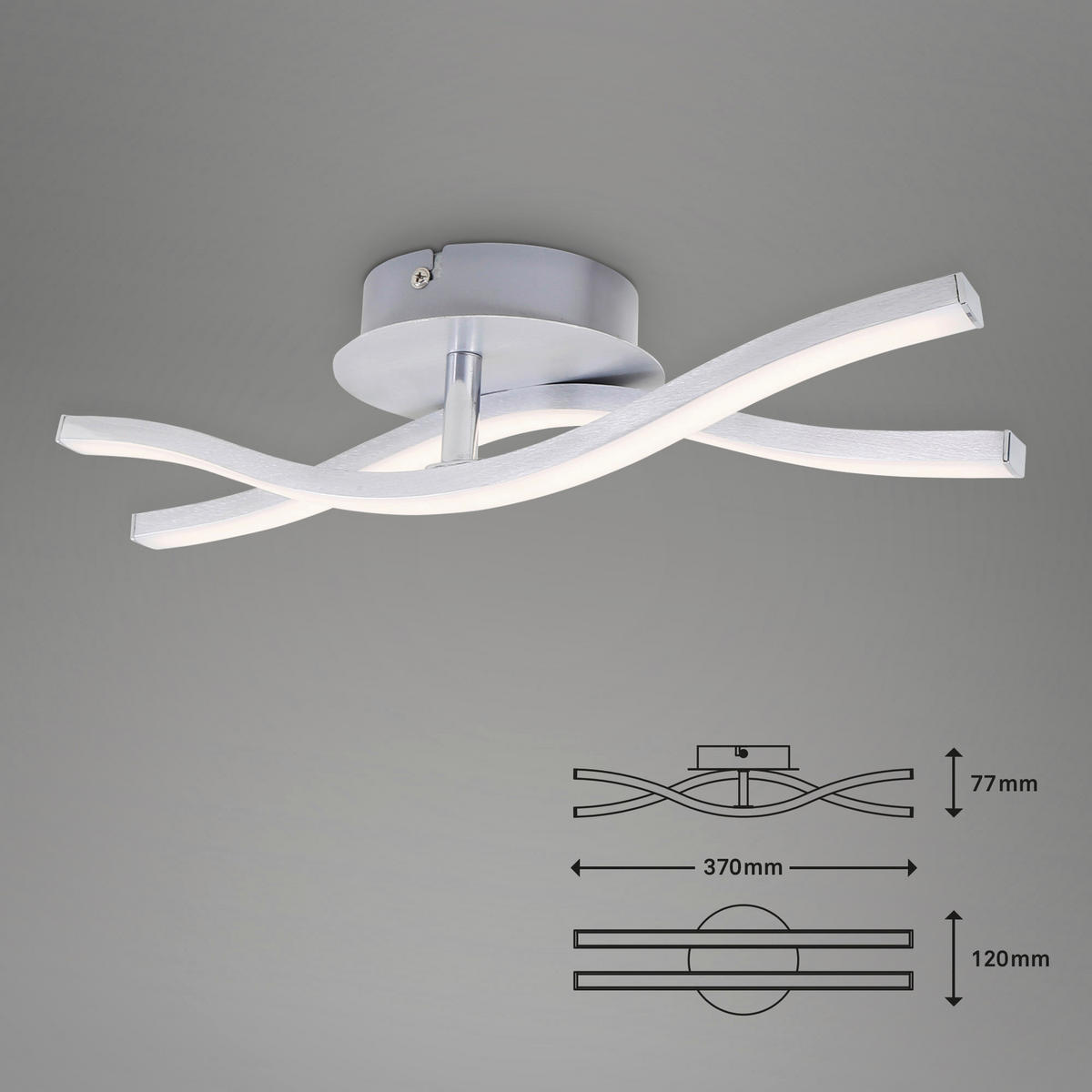 LED-TAKLAMPA 37/12/7,7 cm  - aluminiumfärg, Basics, metall (37/12/7,7cm)