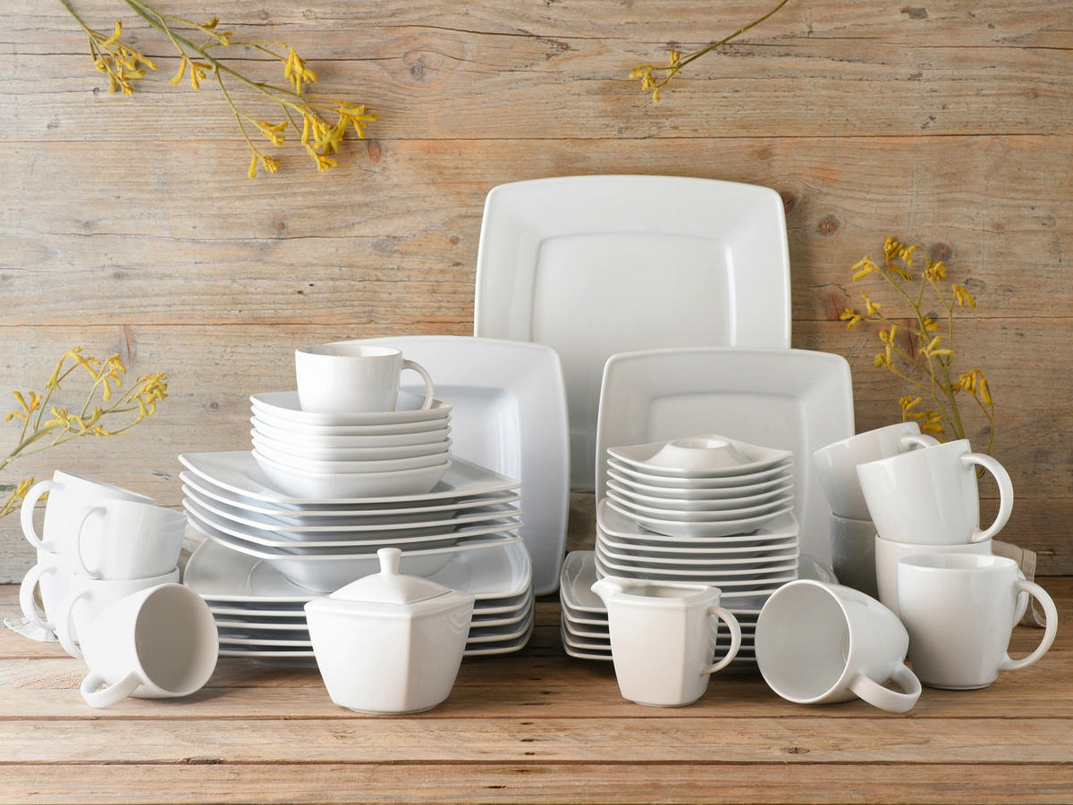 KOMBINOVANÝ SERVIS, 50-dielne, porcelán - biela, Basics, keramika (40/35/35cm) - Creatable