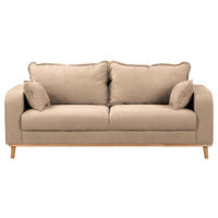 3-SITZER-SOFA Mikrofaser Beige  - Wengefarben/Beige, Design, Holz/Textil (193/86/87cm) - Livetastic