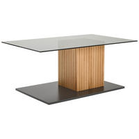 COUCHTISCH 110/58/47 cm Asteiche furniert Klarglas rechteckig Grau, Eichefarben einfacher Aufbau  - Eichefarben/Anthrazit, Natur, Glas/Holz (110/58/47cm) - Linea Natura