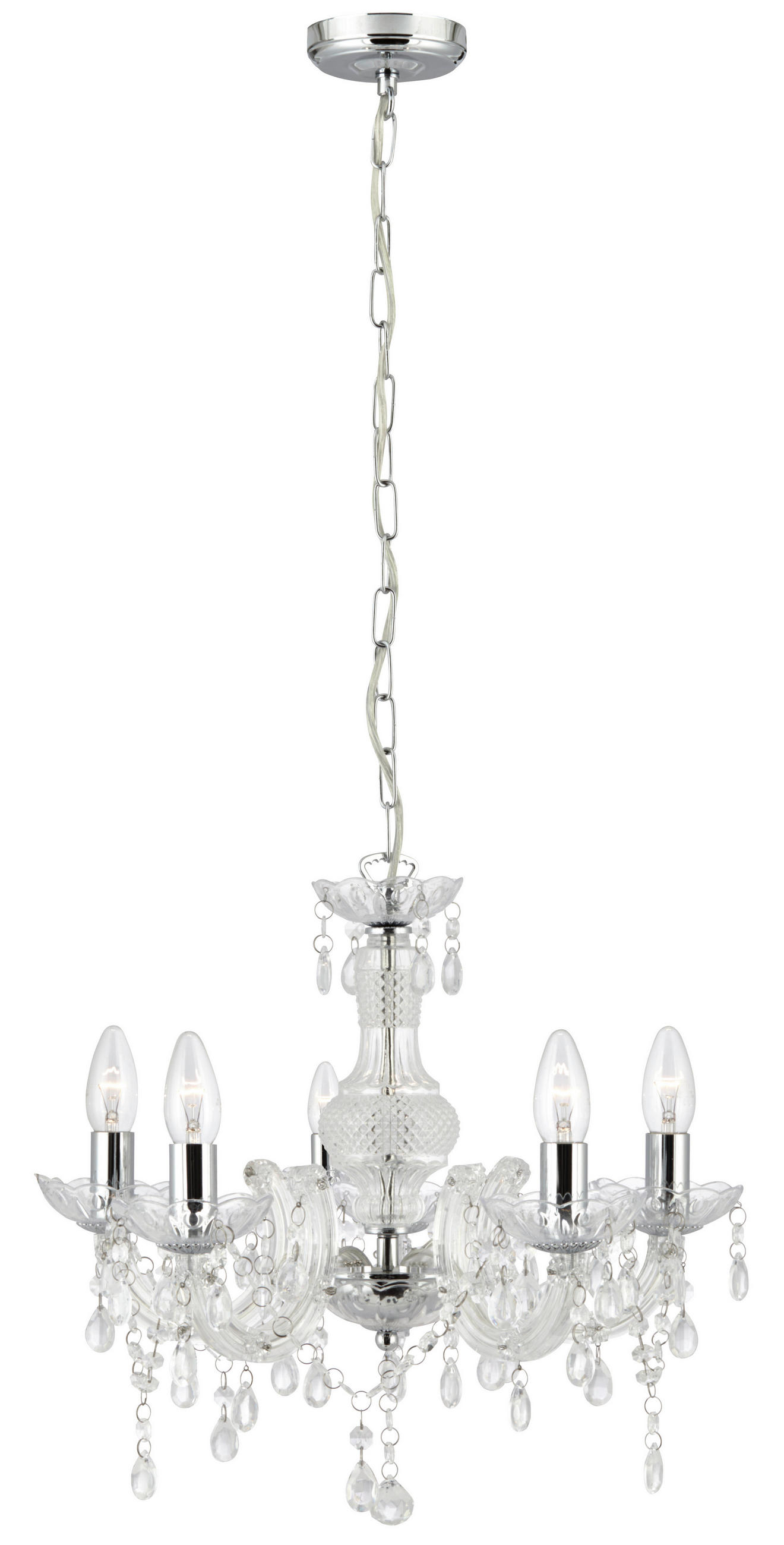 Searchlight Kristall-Hängeleuchte Marie Therese Chrom 120 cm
