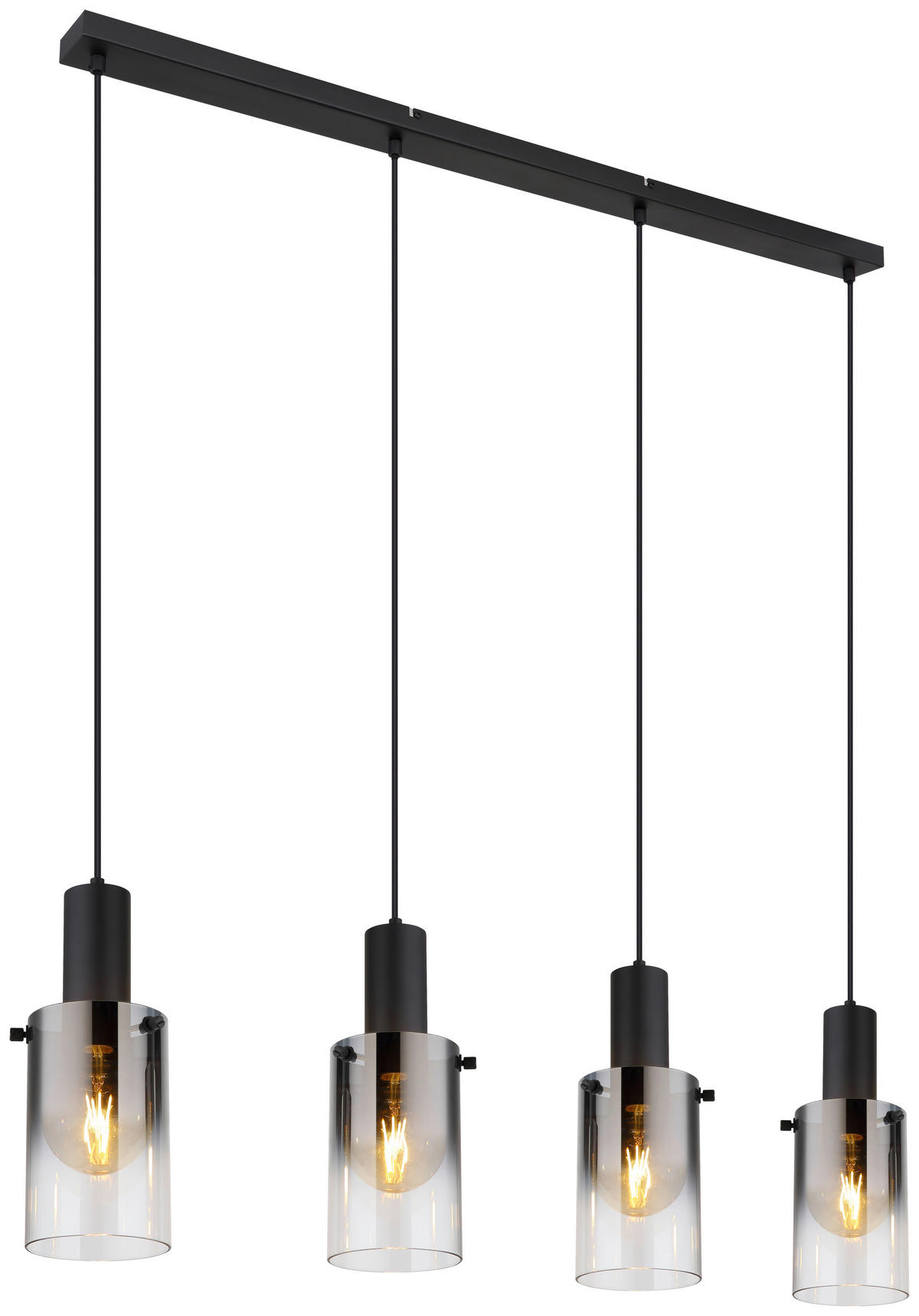 HÄNGELEUCHTE 102,5/12,5/150 cm    - Klar/Schwarz, Design, Glas/Kunststoff (102,5/12,5/150cm) - Globo