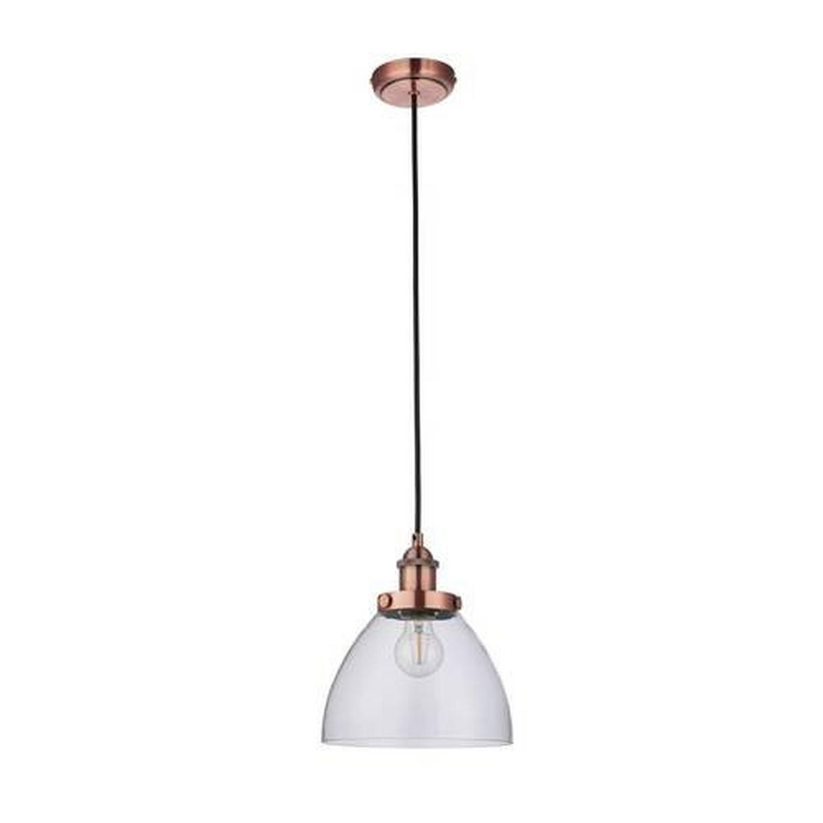 HÄNGELEUCHTE 22.5/127 cm  - Klar/Kupferfarben, KONVENTIONELL, Glas (22.5/127cm) - ENDON