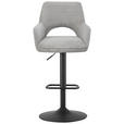BARHOCKER Cord Schwarz, Hellgrau Eisen Sitzfläche 360° drehbar, inklusive Armlehnen  - Hellgrau/Schwarz, Design, Textil/Metall (56/102-123/57cm) - Hom`in