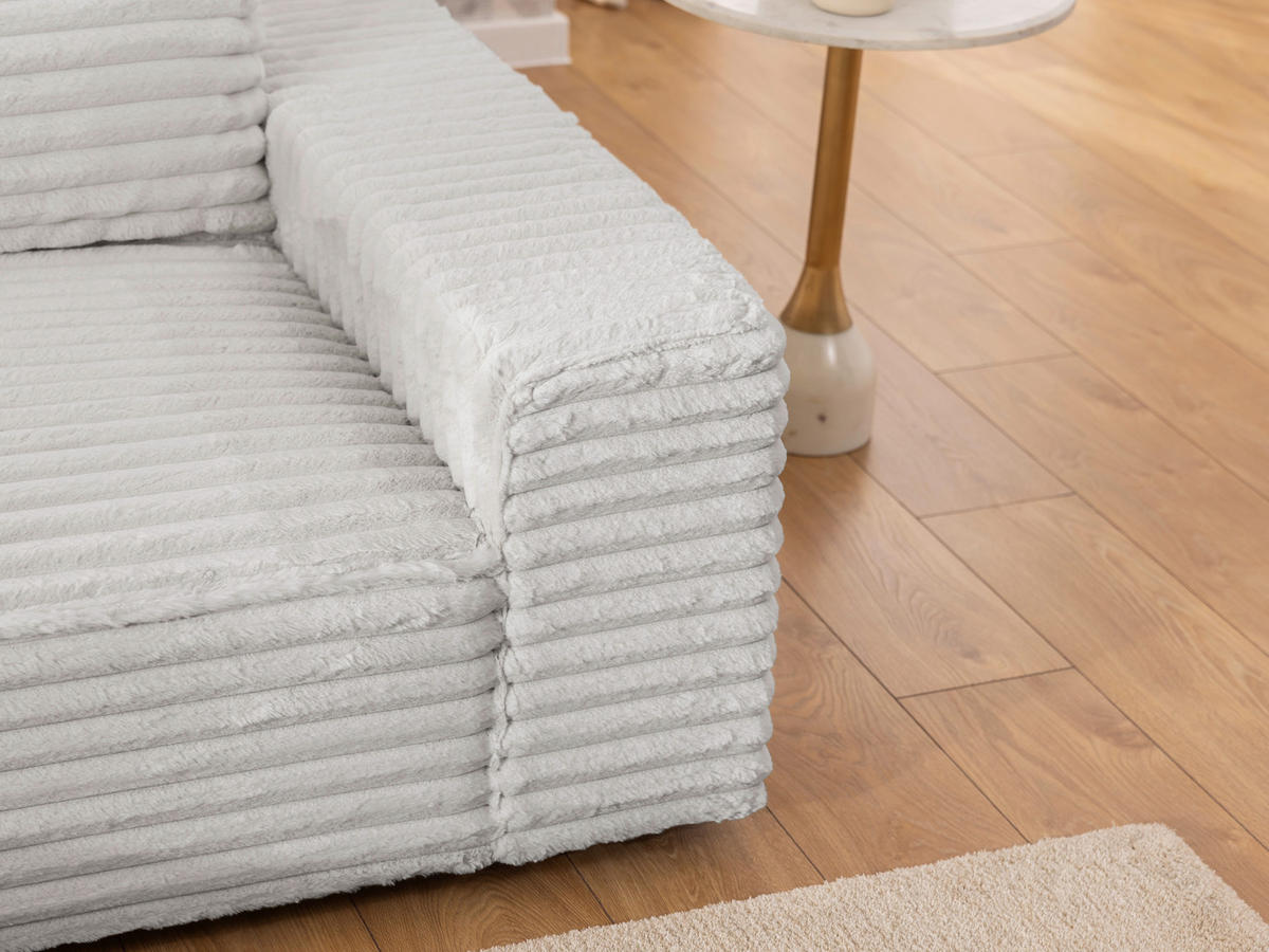 ECKSOFA Cord Hellgrau  - Hellgrau/Schwarz, Design, Kunststoff/Textil (251/142cm) - P & B