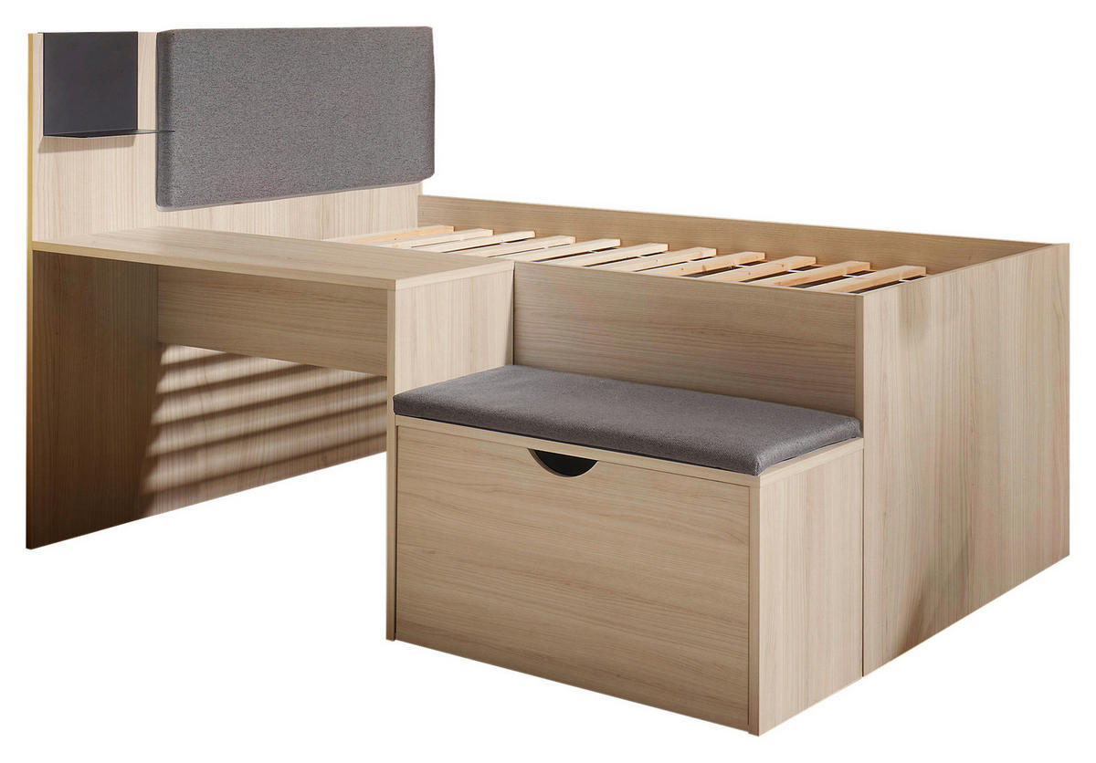 POSTEĽ S PRIESTOROM NA HRU 90/200 cm,  - farba duba, Konventionell, kompozitné drevo (90/200cm) - Carryhome