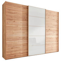 FÜGGESZTETT TOLÓAJTÓS SZEKRÉN részben tömörfa bükk fehér, bükk  - bükk/fehér, Natur, faalapú anyag/Üveg (300/236/67cm) - Linea Natura