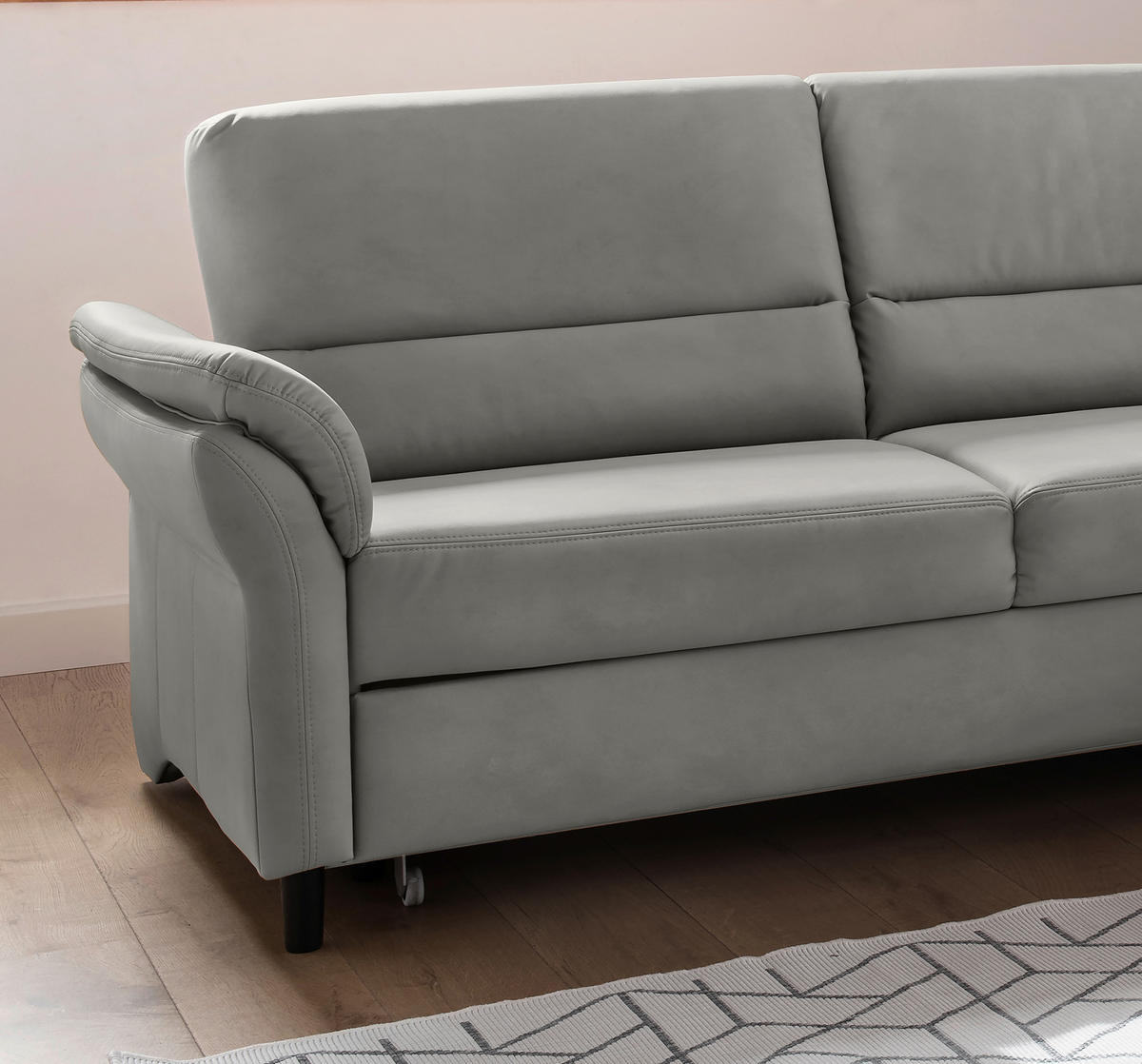 ECKSOFA in Lederlook Grau  - Schwarz/Grau, Modern, Holz/Textil (279/176cm) - Livetastic