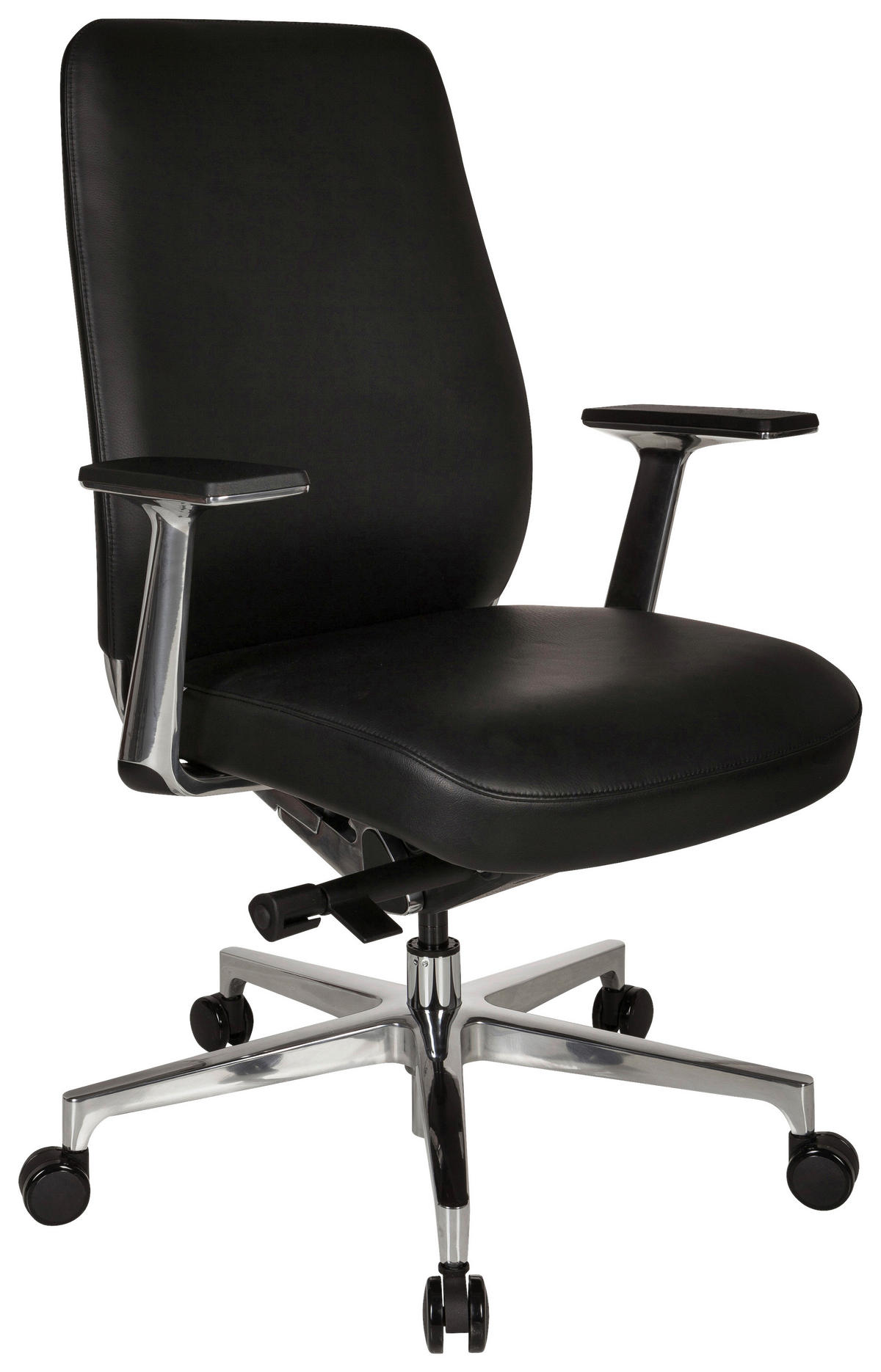 DREHSTUHL  in Schwarz  - Silberfarben/Schwarz, Basics, Leder/Kunststoff (67/110/60cm) - MID.YOU