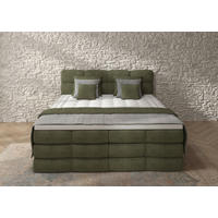 BOXSPRINGBETT 160/200 cm,  in Grün, gepolstertes Kopfteil, Bettkasten, Topper, Matratzen, H3 + H3 = fest  - Schwarz/Grün, Design, Kunststoff/Textil (160/200cm) - Chameo