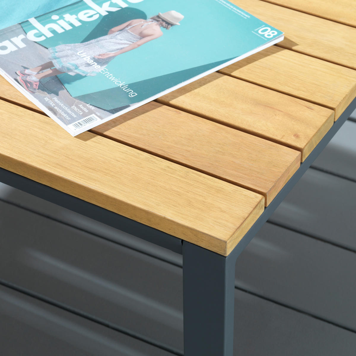 LOUNGETISCH 120/65/40 cm  - Anthrazit/Naturfarben, Design, Holz/Metall (120/65/40cm) - Ambia Garden