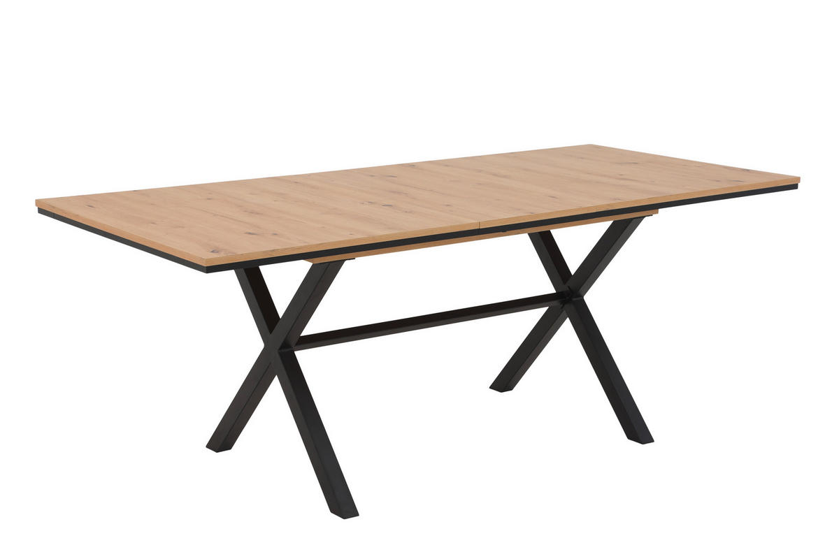 ESSTISCH Eiche Artisan rechteckig  ausziehbar  - Anthrazit/Eiche Artisan, MODERN, Holzwerkstoff/Metall (160-200/90/76cm) - MID.YOU