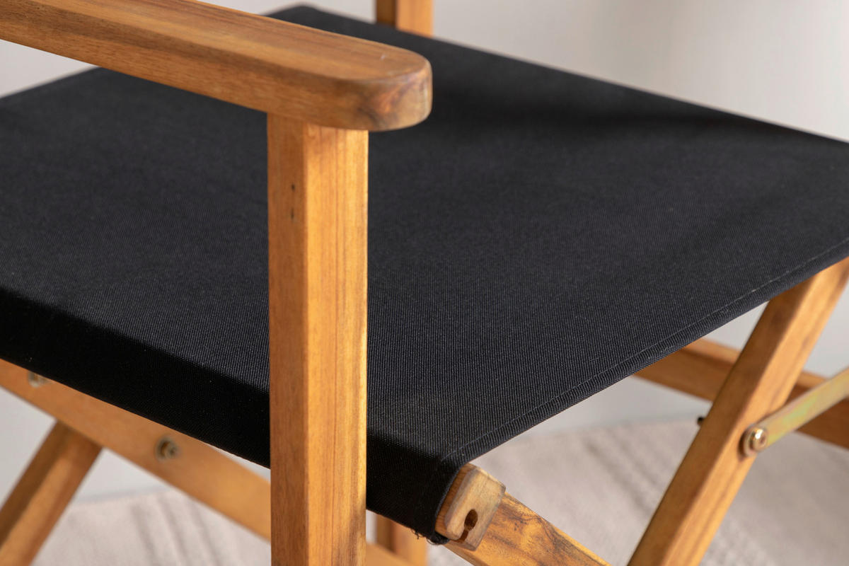 KLAPPSTUHL Textilgeflecht Akazie massiv Schwarz, Akaziefarben  - Schwarz/Akaziefarben, KONVENTIONELL, Holz/Textil (53/90/55cm) - Gardenson