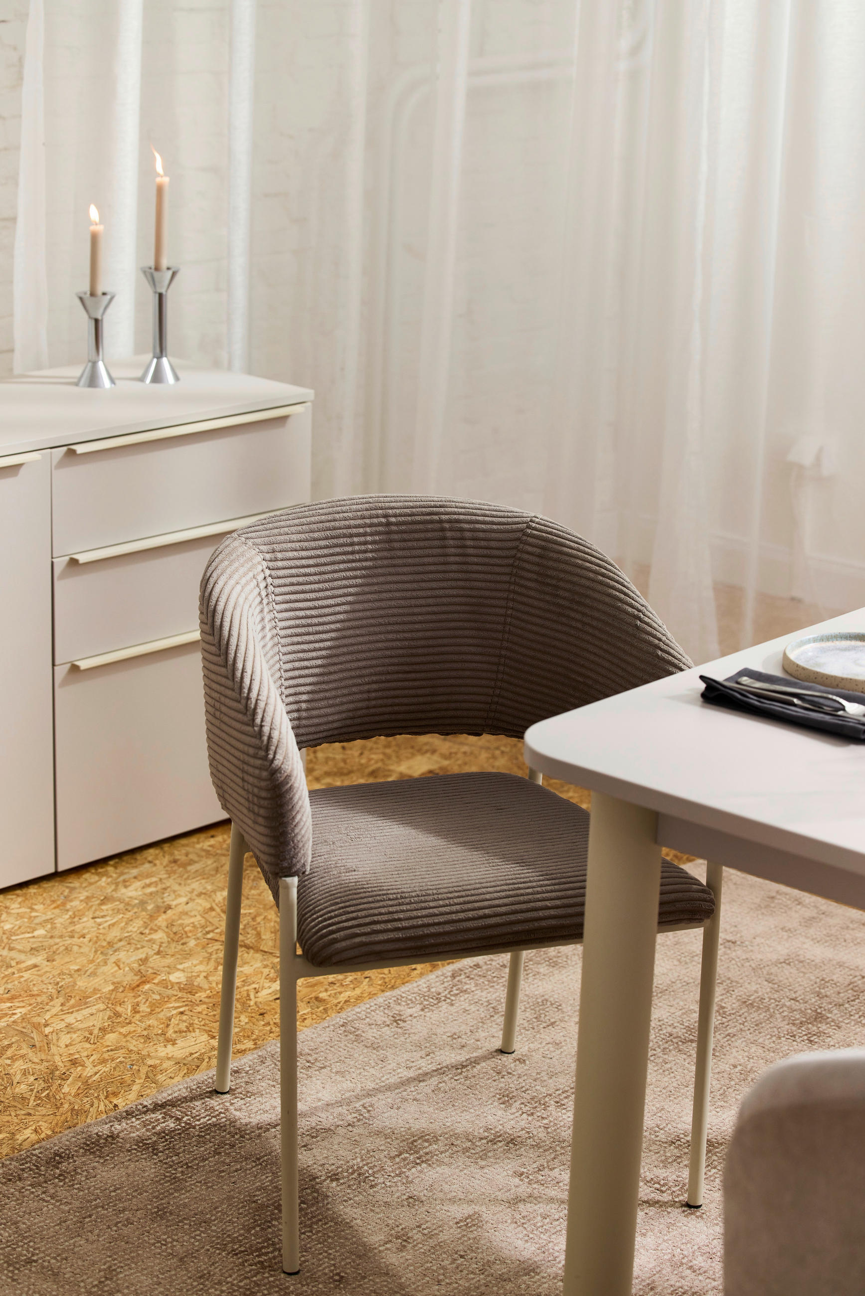 ARMLEHNSTUHL  in Stahl Cord  - Schlammfarben/Weiß, Basics, Textil/Metall (51/81,5/57,5cm) - Tom Tailor