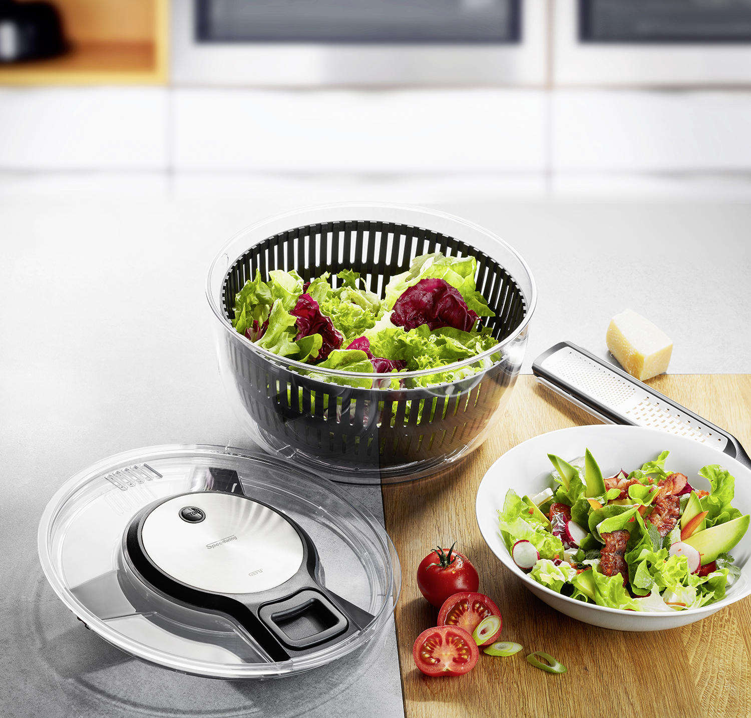 SALATSCHLEUDER  - Silberfarben/Schwarz, Basics, Kunststoff/Metall (27/15cm) - Gefu