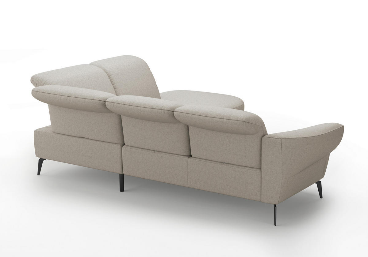 ECKSOFA in Flachgewebe Taupe  - Taupe/Schwarz, Modern, Textil/Metall (302/270cm) - Sit & More