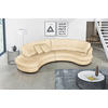 ECKSOFA BRETANIA in Lederlook Echtleder Beige  113/300 cm  - Beige/Schwarz, Design, Leder/Kunststoff (113/300cm) - Livetastic