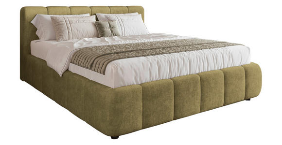 POLSTERBETT Lattenrost, Bettkasten Grün 180/200 cm  - Schwarz/Grün, KONVENTIONELL, Holz/Kunststoff (180/200cm) - Carryhome