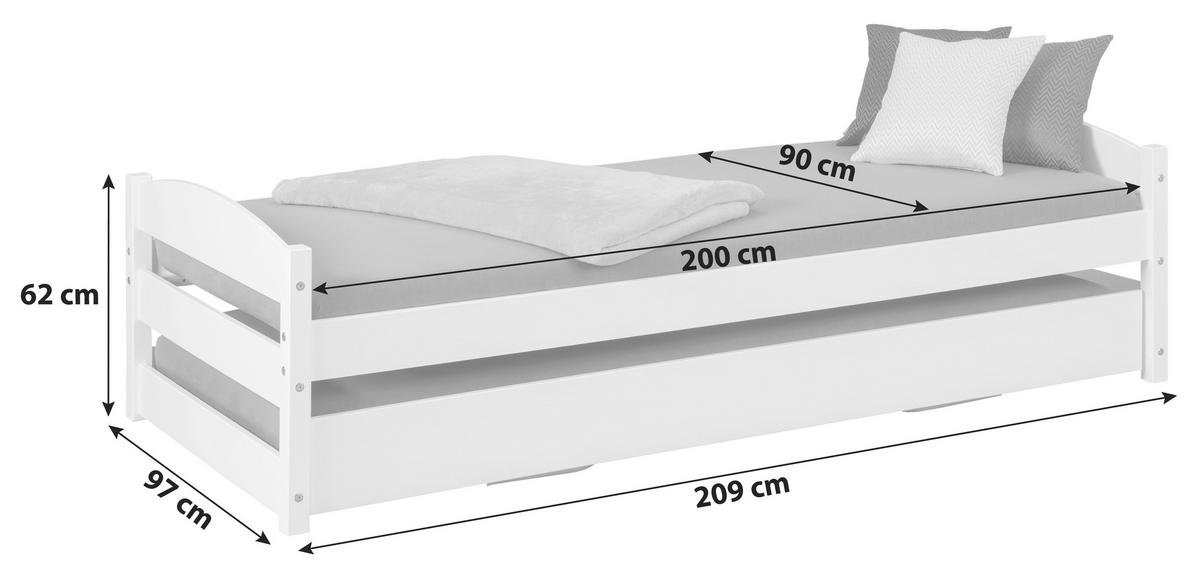 VÝSUVNÁ POSTEĽ, 90-180/200 cm biela - biela/prírodná farba, Konventionell, drevo (90-180/200cm) - MID.YOU