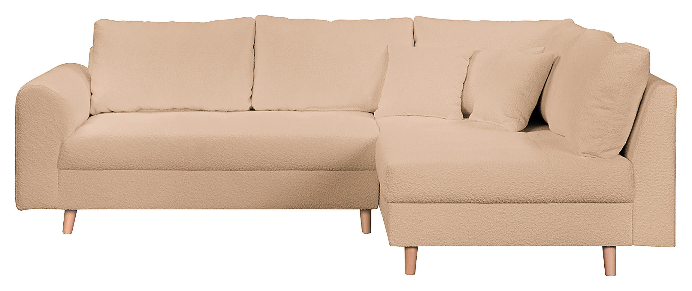 ECKSOFA Ariella Beige Bouclé  - Beige/Naturfarben, Design, Holz/Textil (231/161cm) - Livetastic