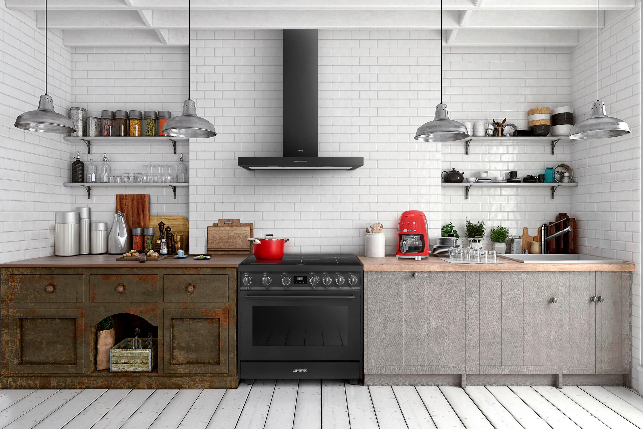DUNSTABZUGSHAUBE KBT900NE  - Schwarz, Basics, Metall (90/52/45cm) - SMEG
