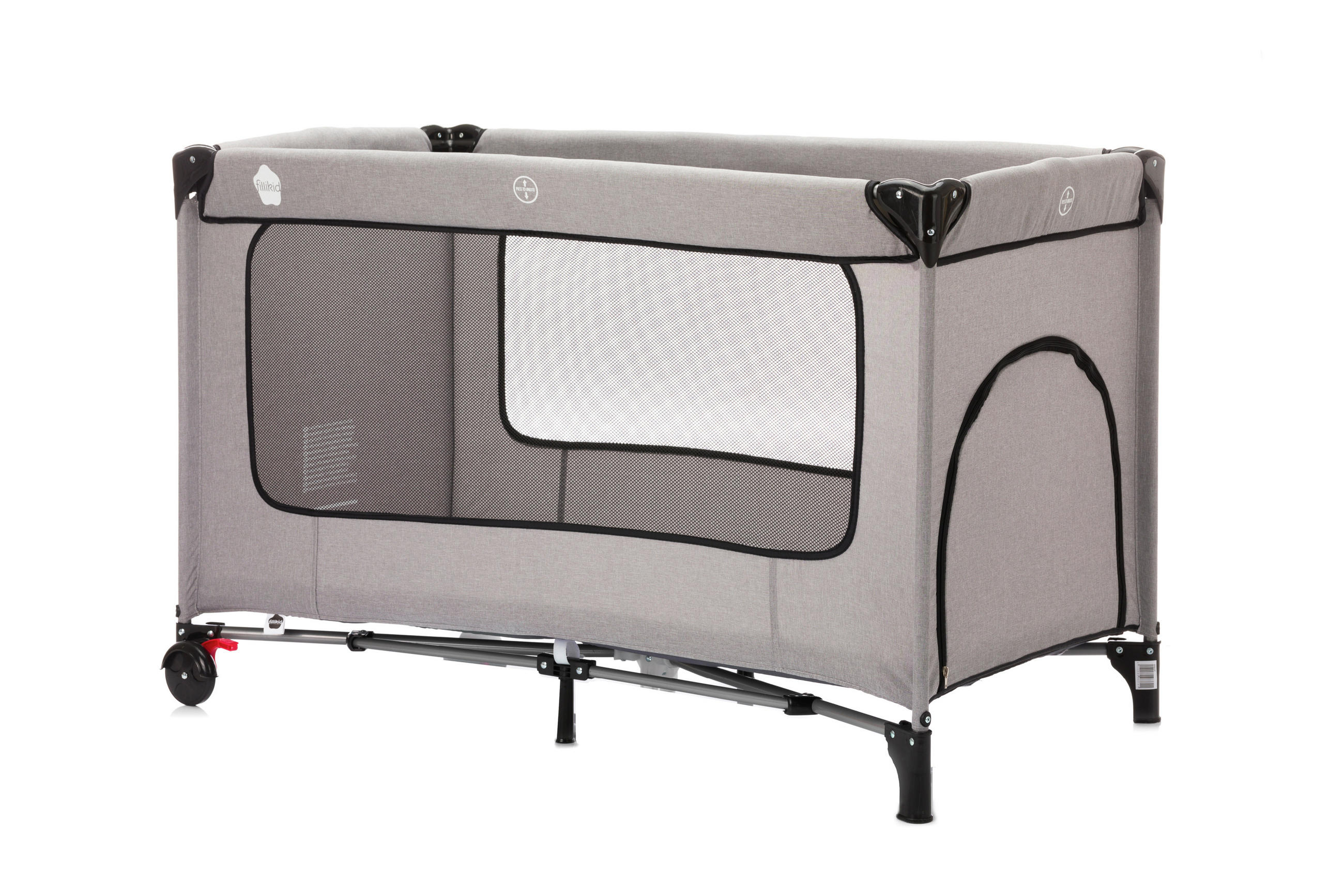 Fillikid Reisebett Schwarz, Hellgrau 60x120 cm